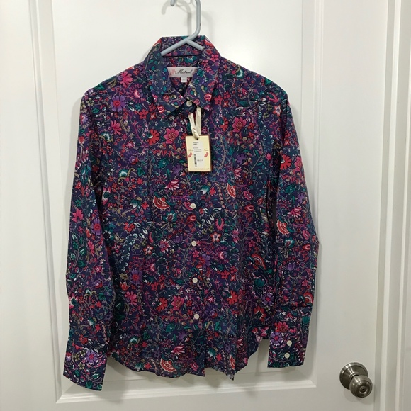 Mistral Slim Fit  Cotton Sateen Collared Button Front Shirt Large NWT - Picture 1 of 5